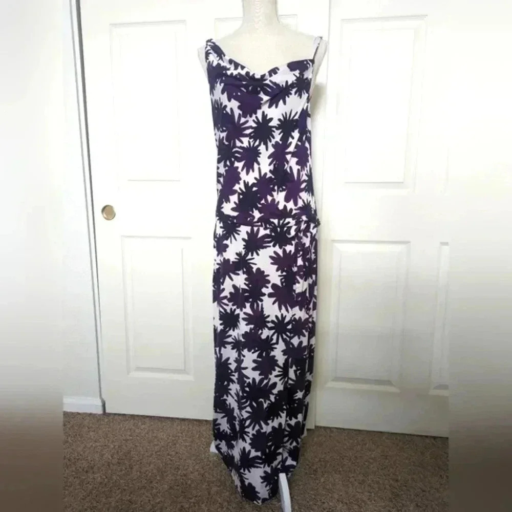 Diane Von Furstenberg Louanne Asterisk Meadow Aubergine Maxi Dress - Picture 4 of 10